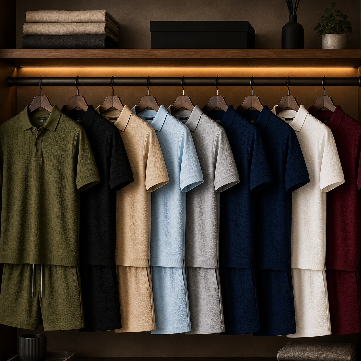Ensemble Polo & Short Jacquard Homme