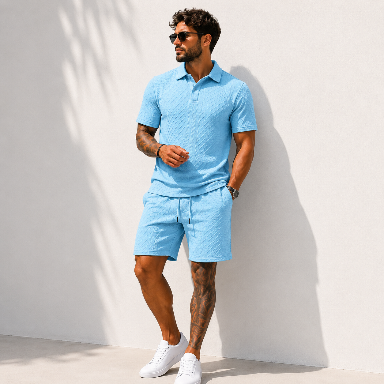 Ensemble Polo & Short Jacquard Homme