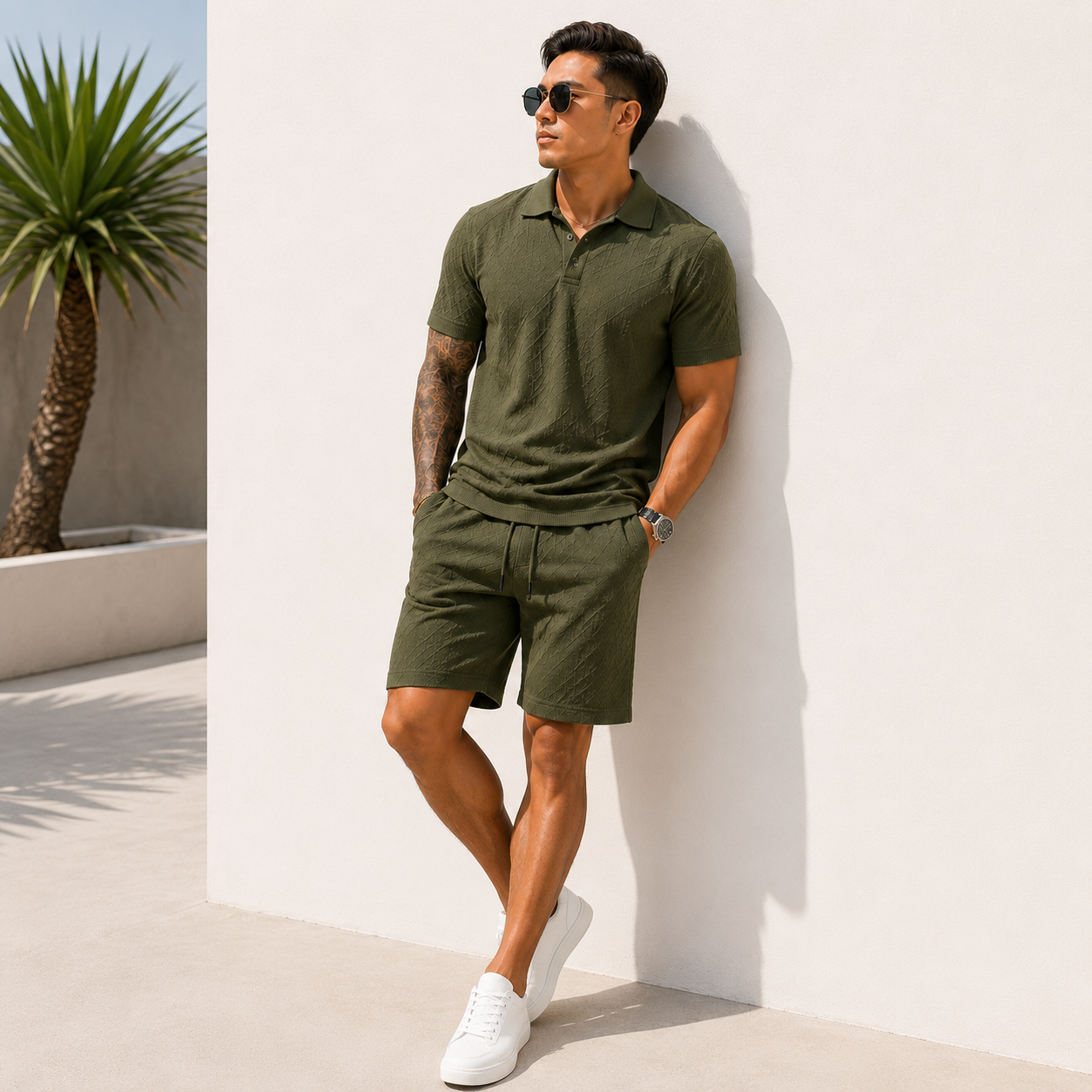 Ensemble Polo & Short Jacquard Homme