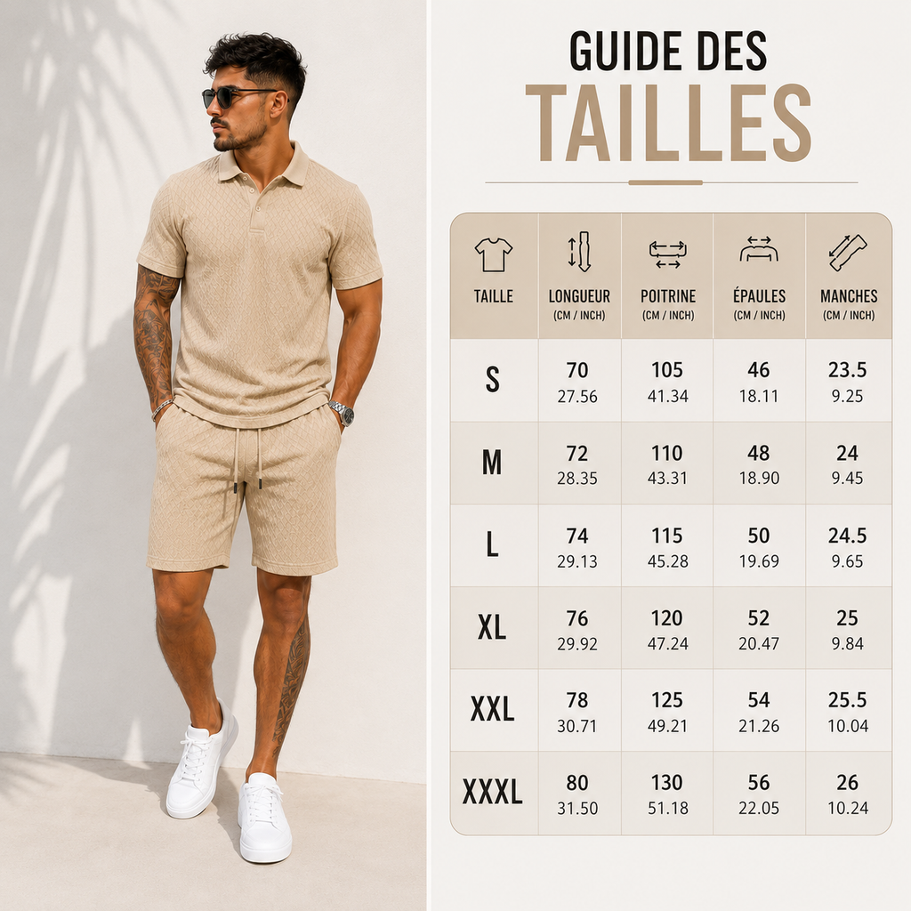 Ensemble Polo & Short Jacquard Homme