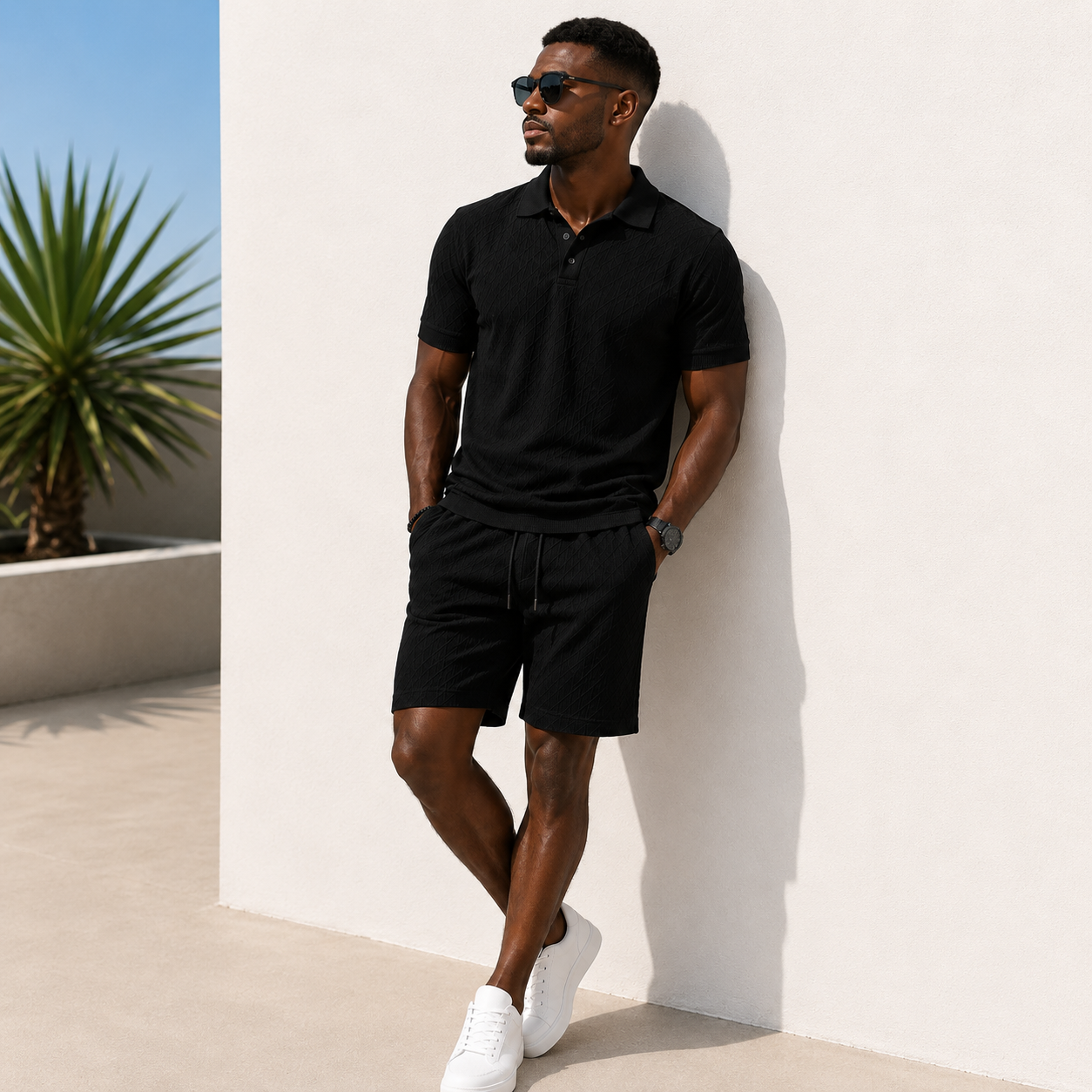 Ensemble Polo & Short Jacquard Homme