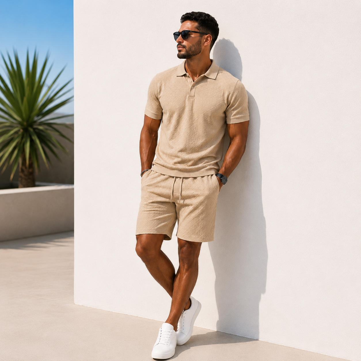 Ensemble Polo & Short Jacquard Homme