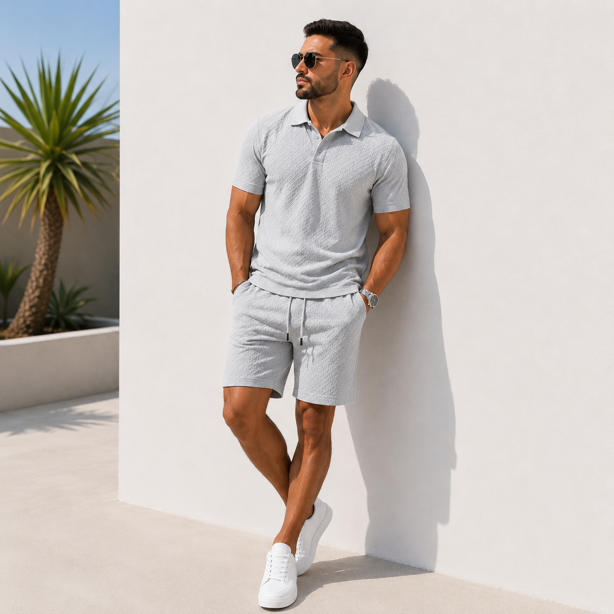 Ensemble Polo & Short Jacquard Homme