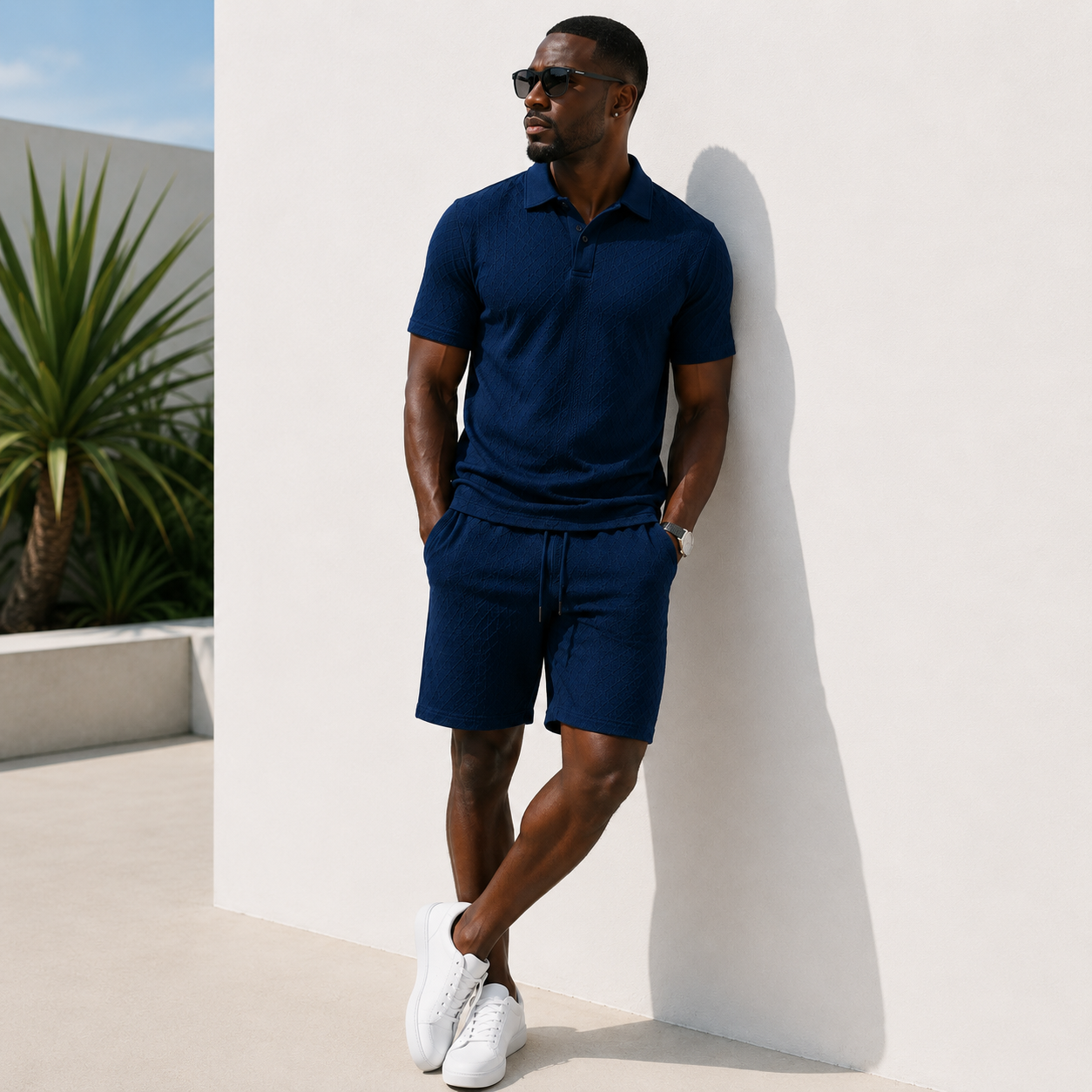 Ensemble Polo & Short Jacquard Homme