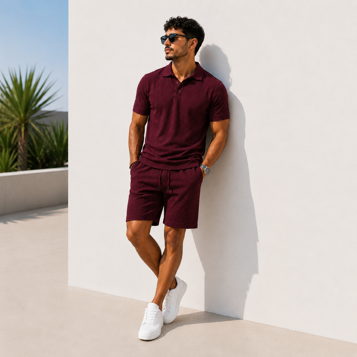 Ensemble Polo & Short Jacquard Homme