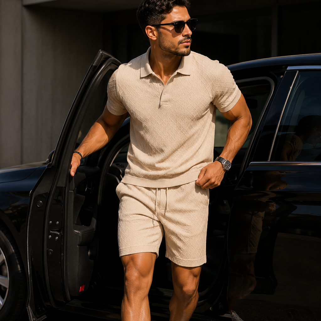 Ensemble Polo & Short Jacquard Homme